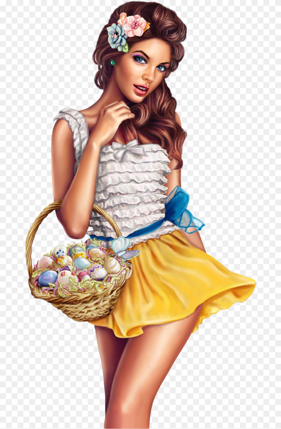 Tube Jolie Femme Glamour Panier D Oeufs De Pques Easter Girls Adult, Female, Person, Woman Free Transparent Png