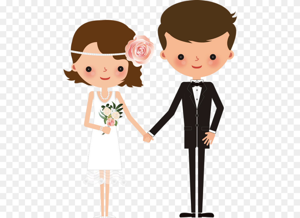 Tube Mariage Maris Dessin Couple Wedding Cartoon, Formal Wear, Rose, Plant, Flower Free Png