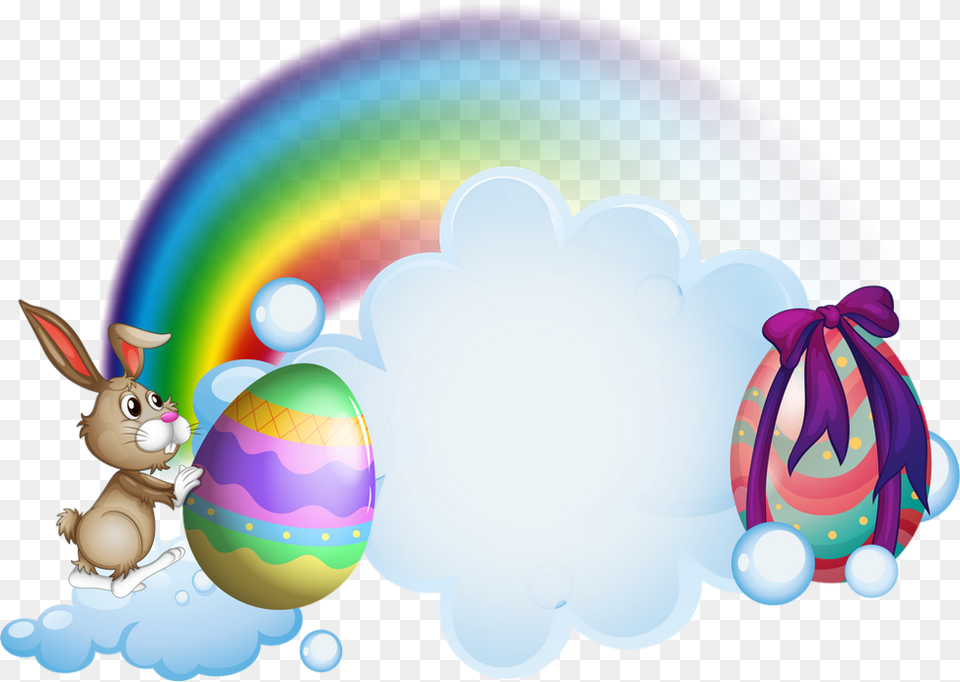Tube Pques Lapin Oeufs Nuage Arc En Ciel, Easter Egg, Egg, Food, Disk Free Png Download