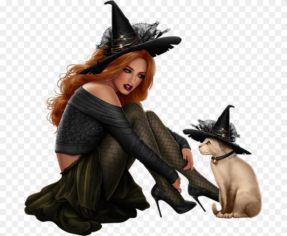 Tubes Artist Nocturne Witches And Vampires Clipart, Adult, Person, Hat, Female Free Png Download