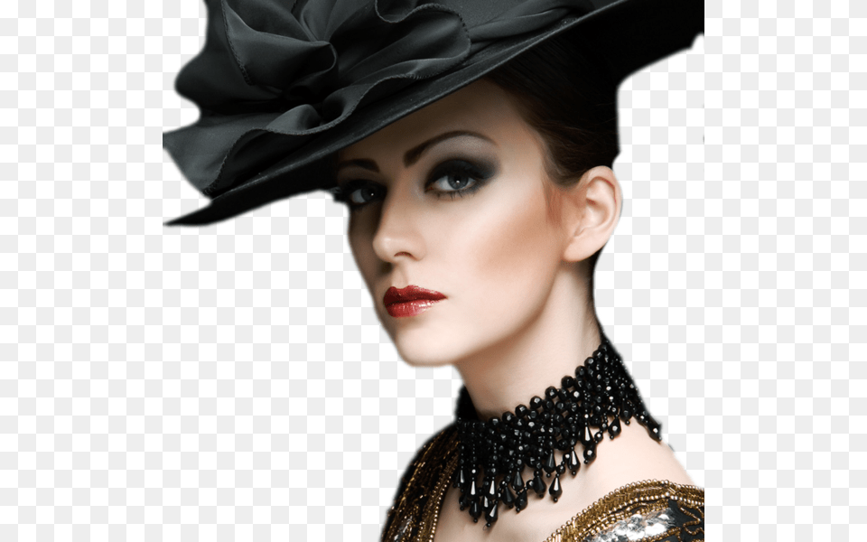 Tubes Femme A Chapeau Hat Sombreros Women And Hat Sapkali Kadin, Accessories, Necklace, Jewelry, Person Png
