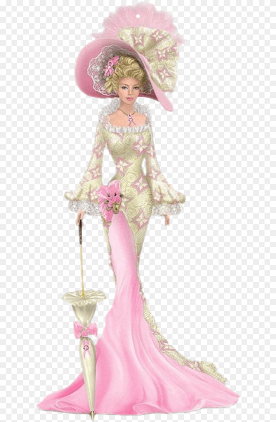 Tubes Vintage Victorian Lady In Pink, Figurine, Adult, Wedding, Person Free Png Download