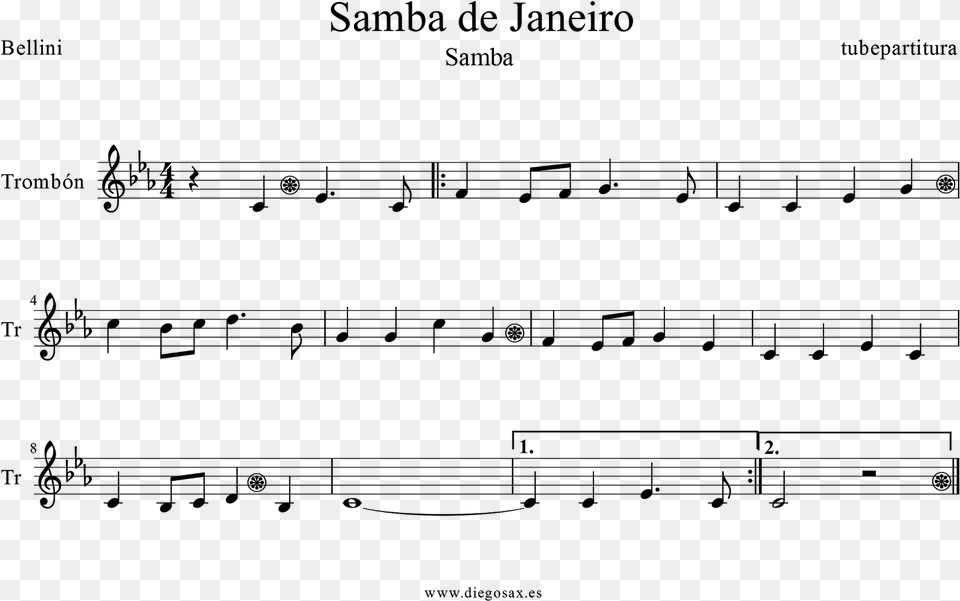 Tubescore Janeiro39s Samba By Bellini Sheet Music For Samba De Janeiro Piano, Gray Png