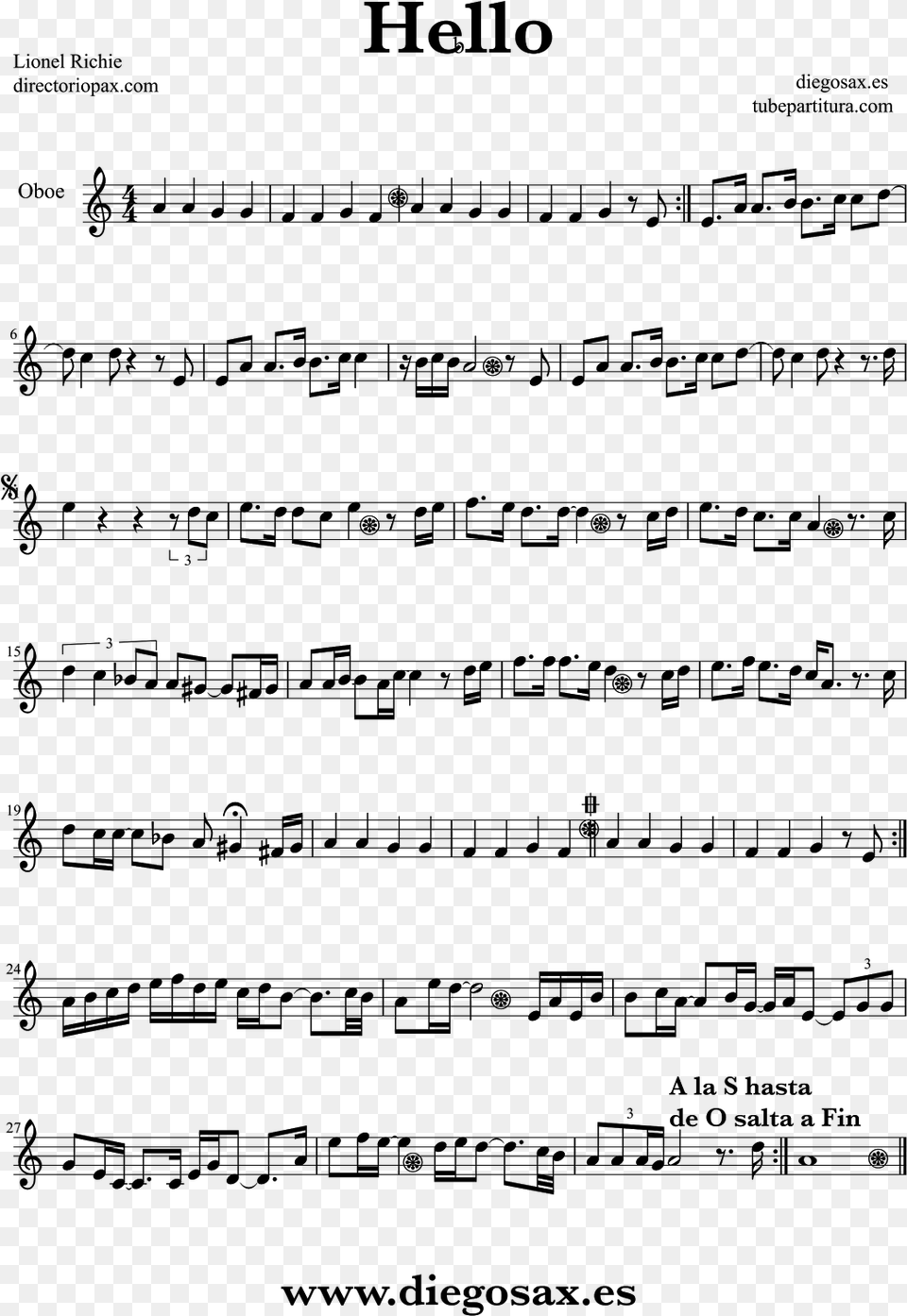 Tubescore Sheet Music For Oboe French Horn Sheet Music Pop, Gray Free Png Download