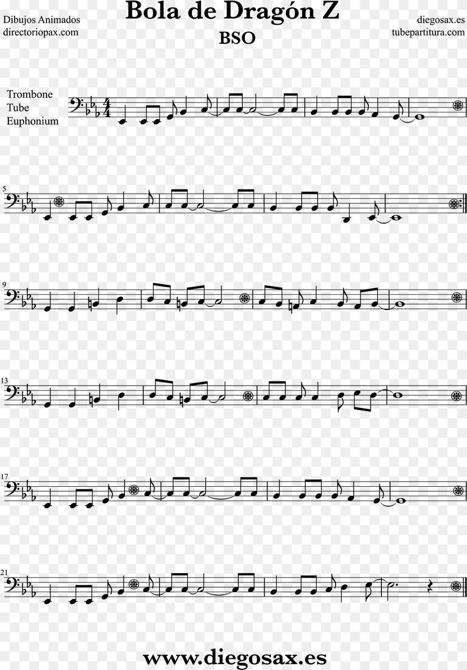 Tubescore Sheet Music For Trombone Tube And Euphonium Fantasy On A Japanese Folk Song Alto Sax, Gray Free Transparent Png