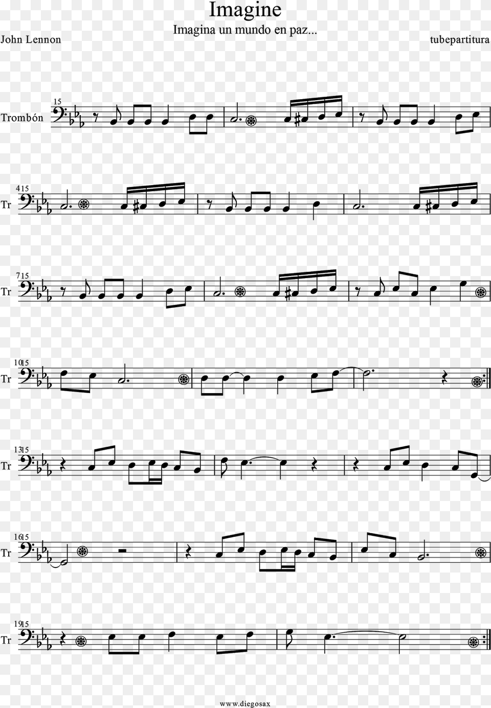 Tubescore Sheet Music Imagine For Trombone Imagine John Lennon Partitura Violin, Gray Png