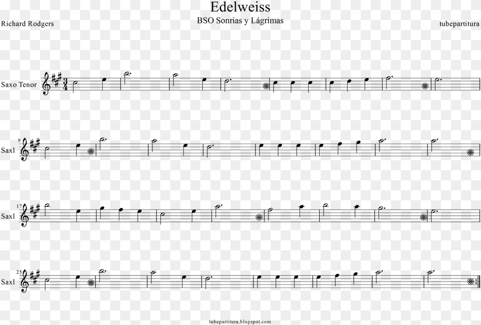 Tubescore The Sound Of Music Sheet Music For Edelweiss, Gray Free Png Download
