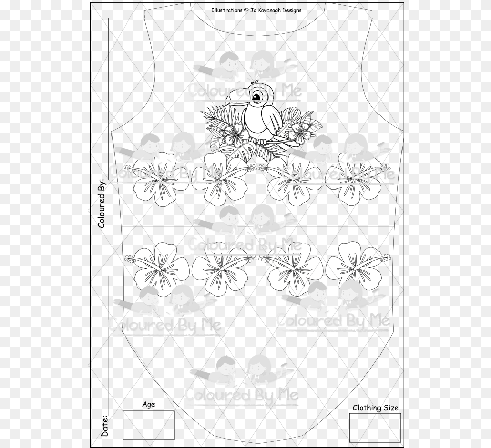 Tucan With Hibiscus Tankini Line Art, Outdoors, Nature, Baby, Person Free Png
