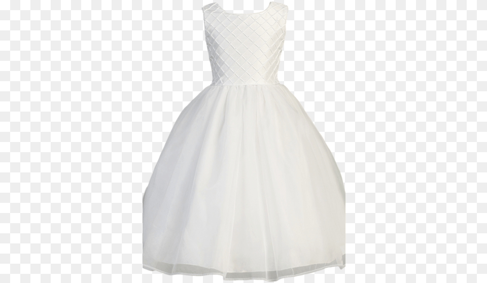 Tucked Lattice Amp Pearl Shantung Organza Girls Communion Dress, Clothing, Fashion, Formal Wear, Gown Png Image