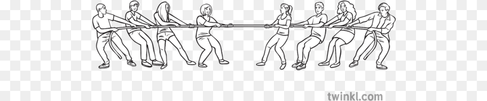Tug Of War 8 People Science Ks3 Ks4 Bw For Adult, Person, Female, Male, Man Free Transparent Png