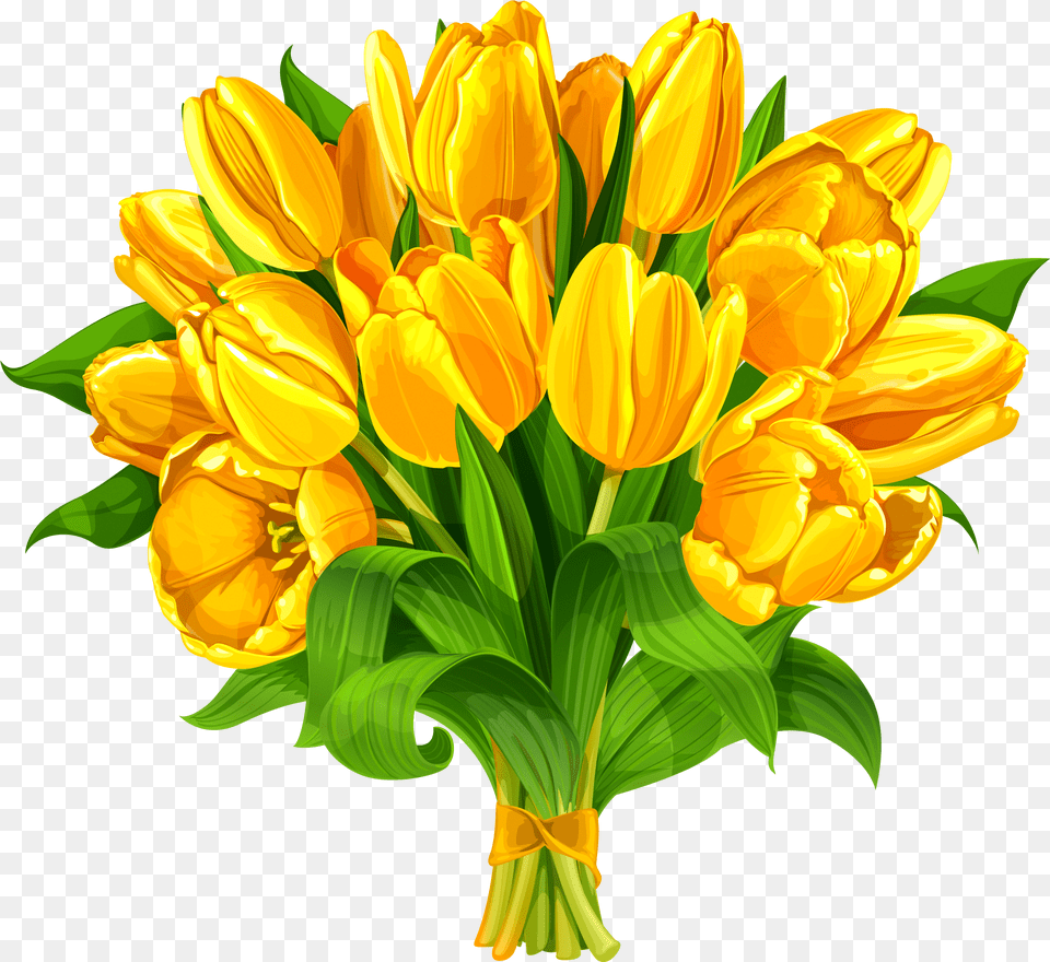 Tulip Flower Bouquet Yellow Yellow Flowers Bouquet Clipart Bouquet Of Yellow Tulips, Flower Arrangement, Flower Bouquet, Plant Free Png Download