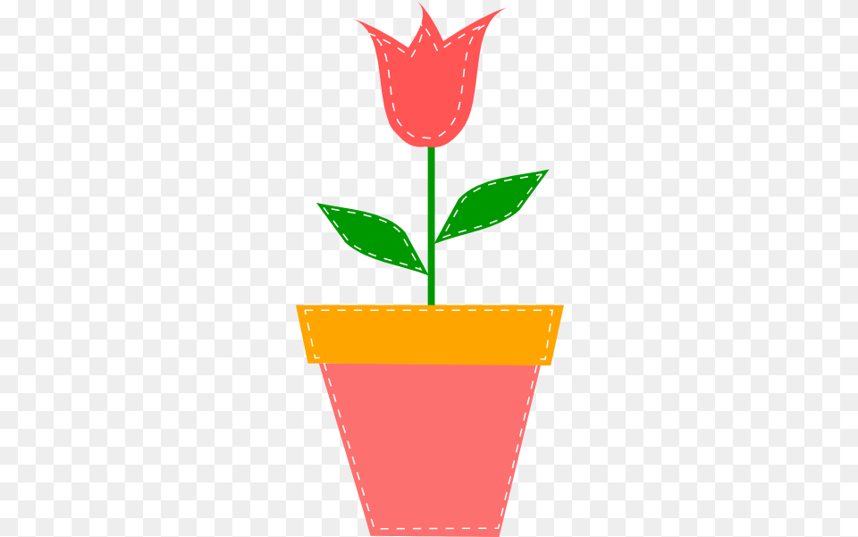 Tulip In Flower Pot Clip Art Vector Clip Art Flower In A Pot Clipart Transparent Background, Jar, Leaf, Plant, Planter Free Png Download