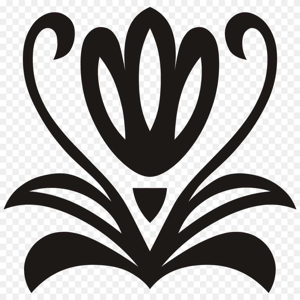 Tulipc Ornament Black Clipart, Logo, Symbol, Smoke Pipe Png
