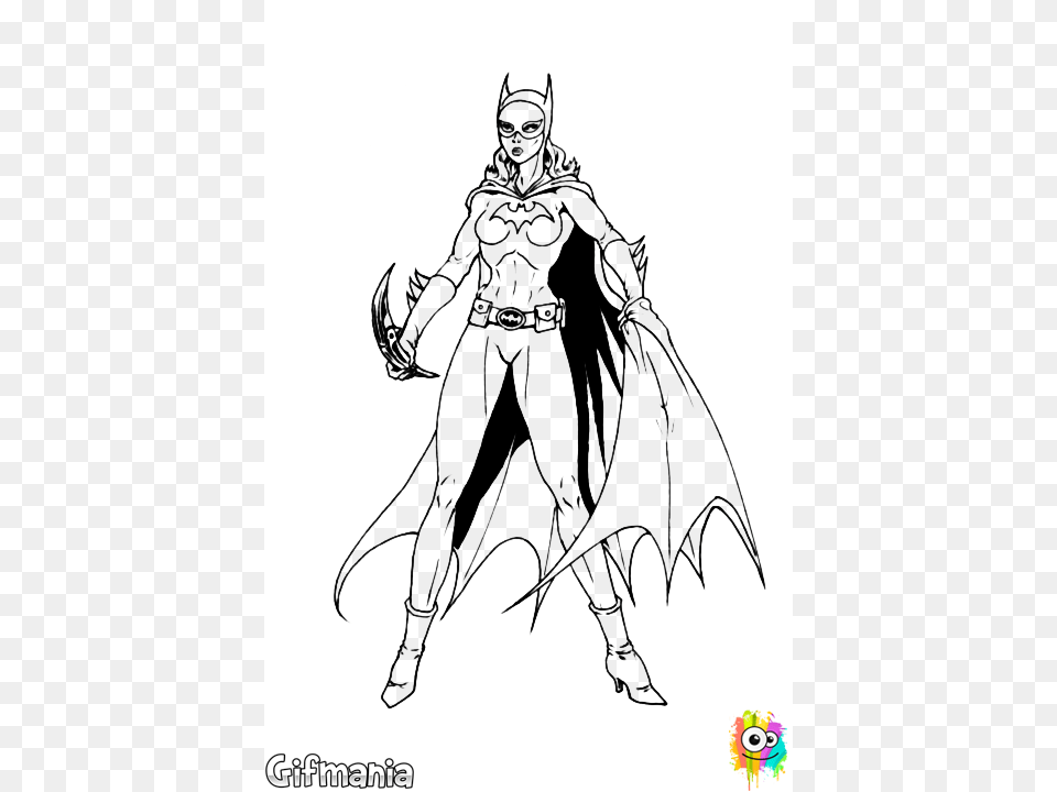Tumblr Coloring Pages Batgirl Silhouette, Adult, Female, Person, Woman Png Image