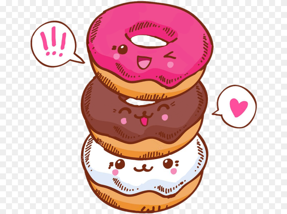 Tumblr Donuts Cute Pink Kawaii Cute Donuts, Food, Sweets, Donut, Bread Free Png Download