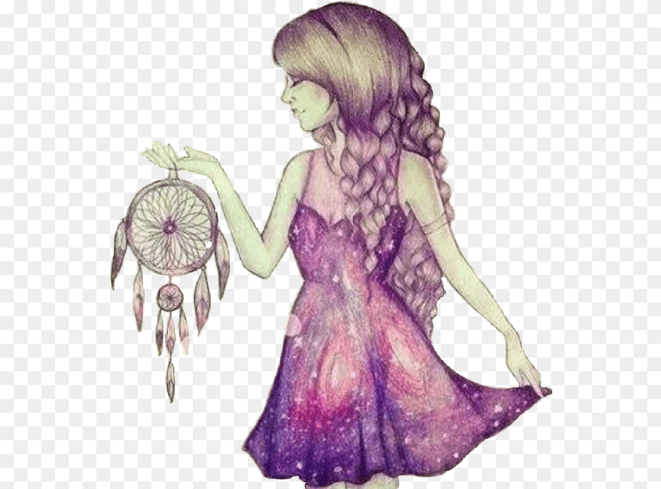 Tumblr Dreamcatchers Posted By Sarah Walker Galaxy Dream Catcher Drawing, Purple, Child, Female, Girl Free Transparent Png