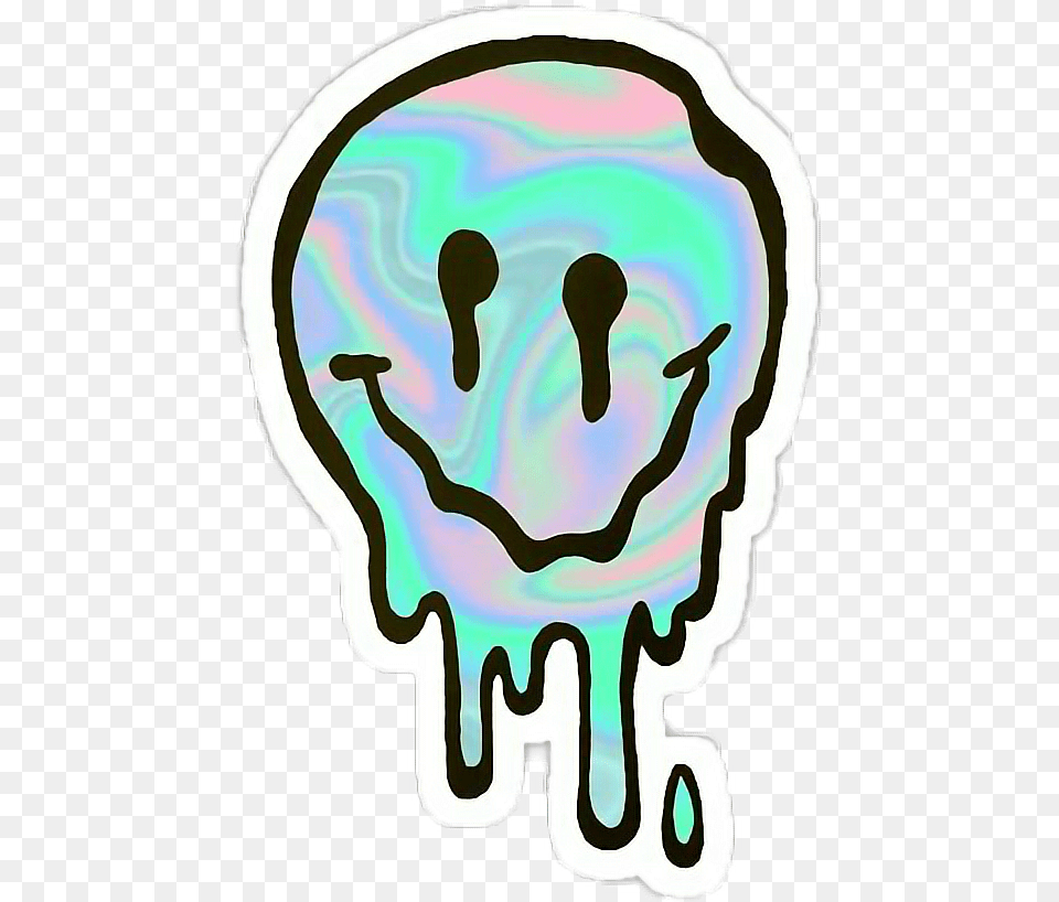 Tumblr Holographic Hologram Face Freetoedit Banner Melting Smiley Face, Accessories, Person, Cutlery, Spoon Png