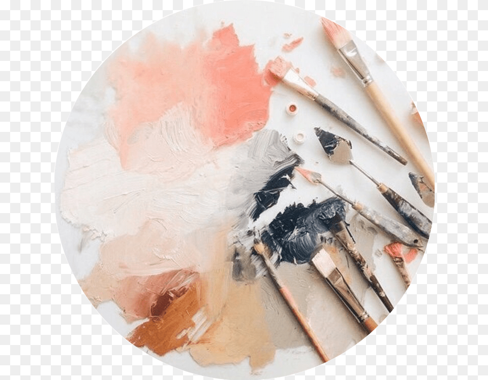 Tumblr Paint Aesthetic Niche Tan Circle Watercolor Paint Aesthetic, Paint Container, Palette, Brush, Device Png Image