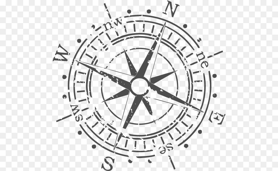 Tumblr Static Vector Compass In Gray Grunge Vector Compass Machine, Wheel Free Png Download