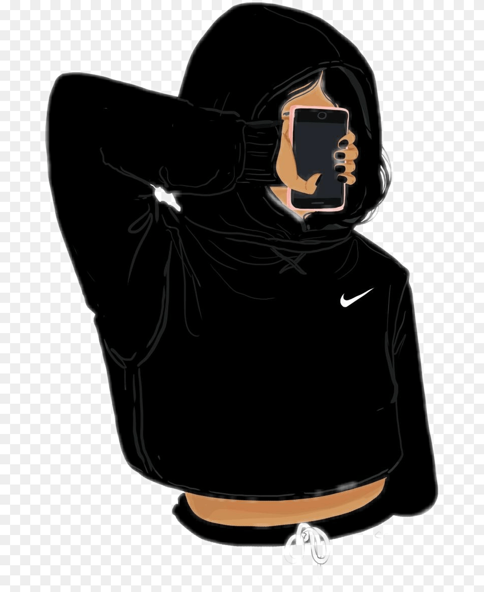 Tumblr Tumblrgirl Nike Black Draw Lower Price With Drawings Black Girl, Clothing, Sweater, Sleeve, Long Sleeve Png Image