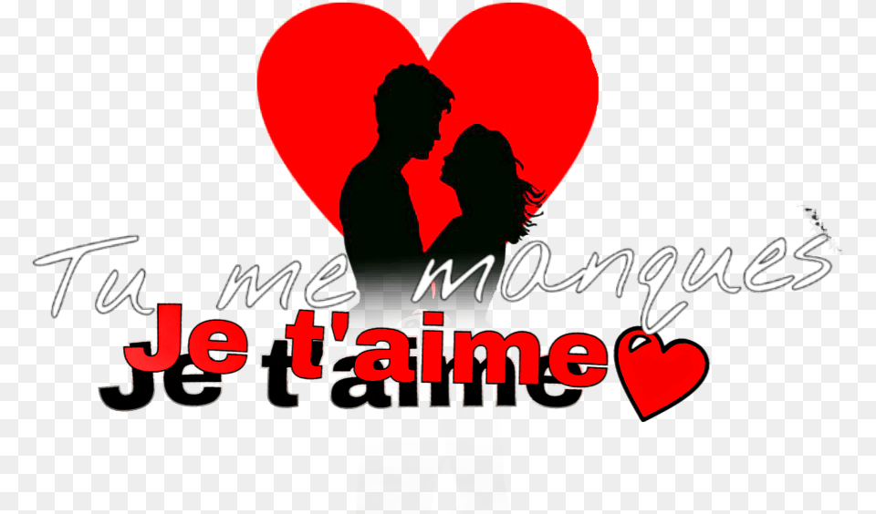 Tumemanques Imissyou Imissyou Jtm Jetaime Heart Couple Silhouette Love, Adult, Female, Person, Woman Png