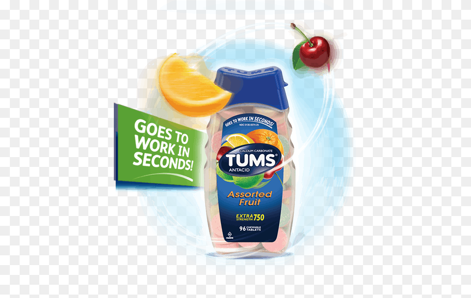 Tums Extra Strength Assorted Fruit Tums Usa, Bottle, Tape, Food, Ketchup Png
