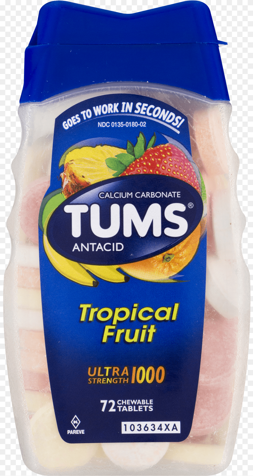 Tums Ultra Assorted Tropical Fruit 72 Chewable Tablets Rolled Oats, Food, Can, Tin Free Png Download