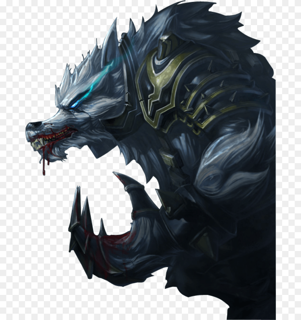 Tundra Hunter Warwick Splashart Image Tundra Hunter Warwick, Dragon, Adult, Male, Man Png