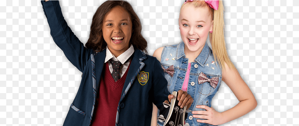 Tune In As Our Fave Duo Jojo And Breanna Play An Jojo Siwa Dance Mat Bust A Bow Game, Accessories, Tie, Person, Pants Png