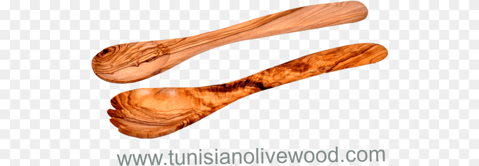 Tunisian Handcrafted Olive Wood Salad Servers Set Spoon, Cutlery, Kitchen Utensil, Wooden Spoon Png Image