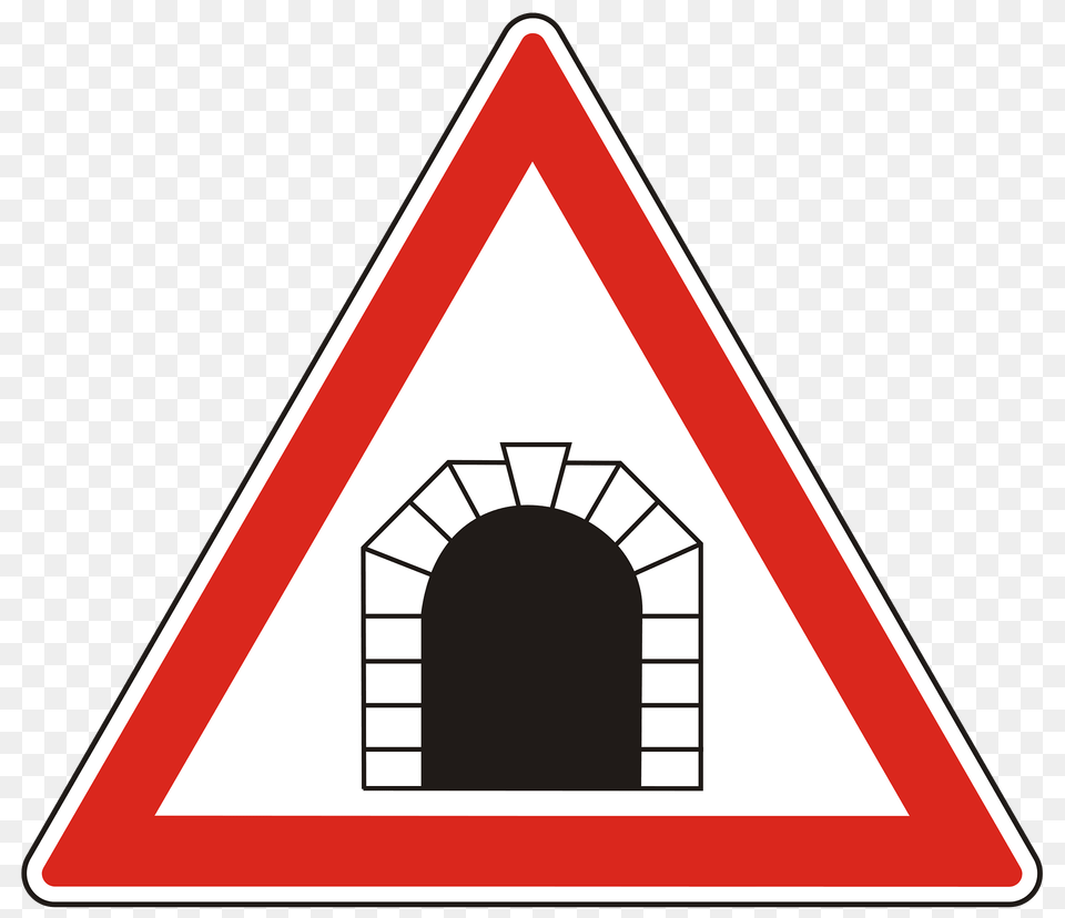 Tunnel Ahead Sign In Hungary Clipart, Symbol, Road Sign, Triangle Free Png Download