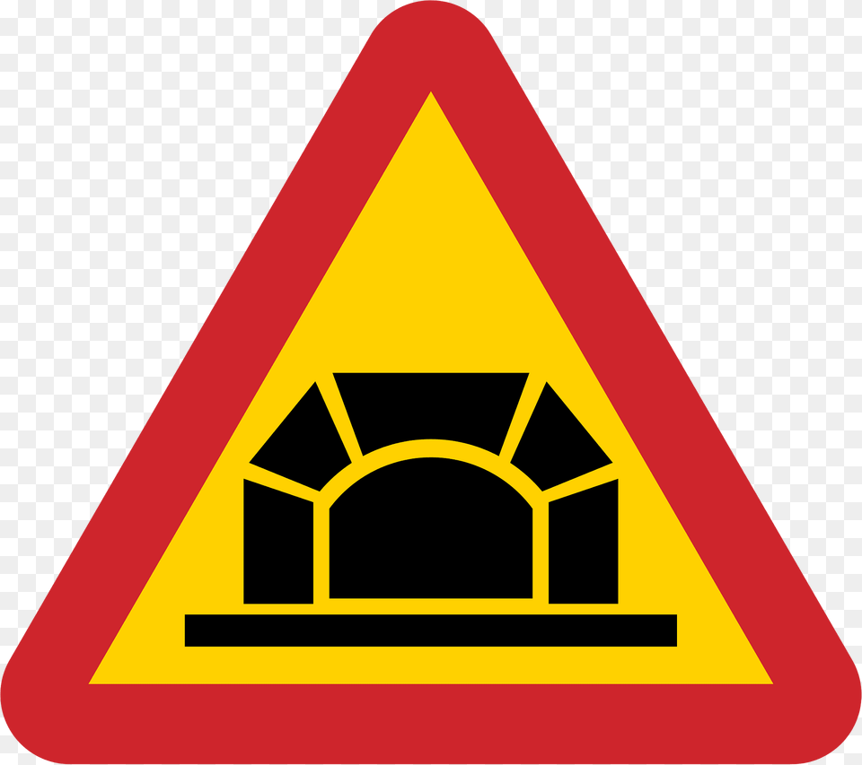 Tunnel Ahead Sign In Sweden Clipart, Symbol, Road Sign, Dynamite, Weapon Free Transparent Png