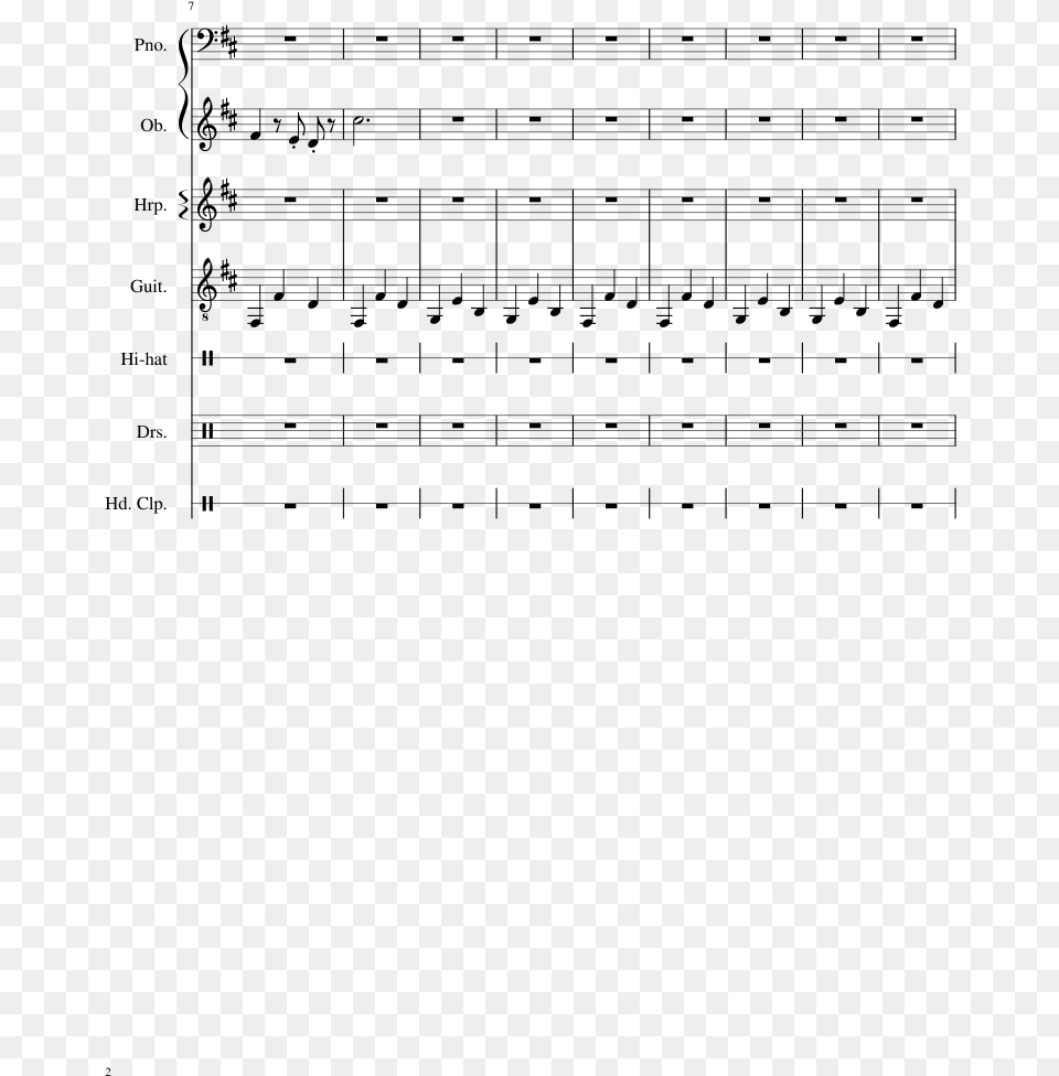 Tunnel Vision Sheet Music 2 Of 9 Pages Kodak Black Tunnel Vision Flute Sheet Music, Gray Png Image