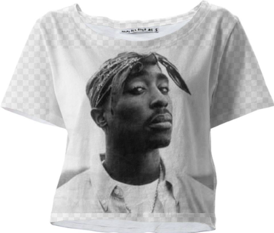 Tupac Crop Top Tupac Black And White, T-shirt, Shirt, Clothing, Person Png