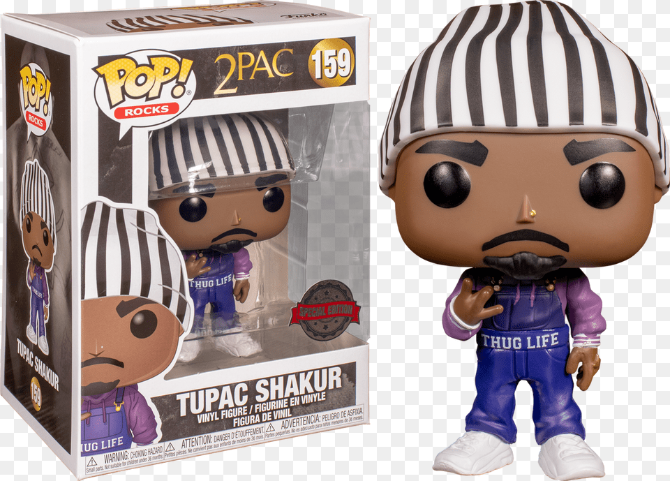 Tupac Shakur In Thug Life Overalls Pop Vinyl Figure Tupac Pop, Toy, Doll, Figurine, Person Png