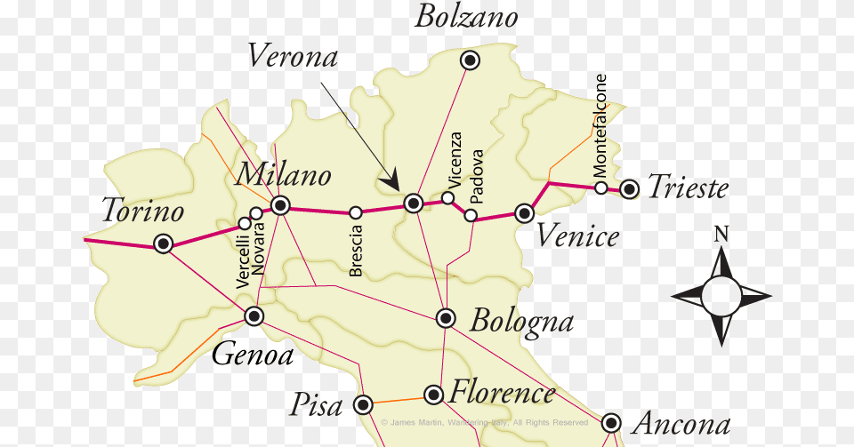 Turin To Trieste Rail Map, Chart, Plot, Atlas, Diagram Free Transparent Png