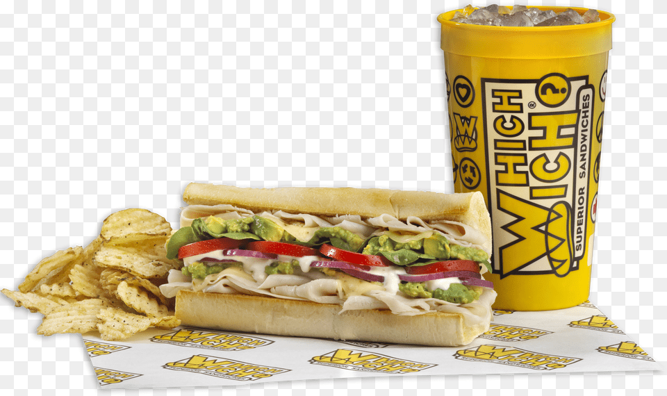 Turkey And Avocado Sandwich With Which Wich Chips And Png Image
