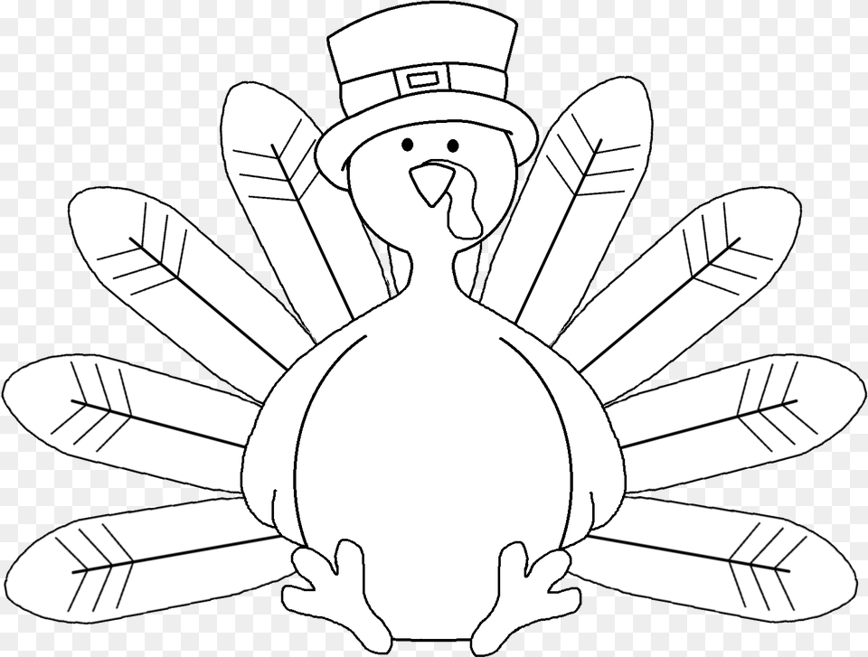 Turkey Clipart Black And White No Feathers Turkey With Feathers Coloring Page, Art, Stencil, Drawing, Animal Free Png