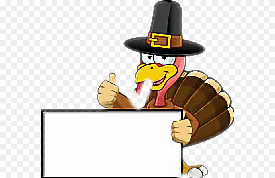 Turkey Pavo Thanksgiving Cartoon Turkey Holding Sign, Clothing, Hat, Person, People Free Png