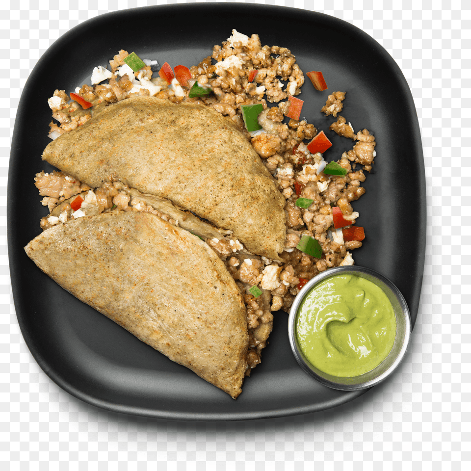 Turkey Sausage Breakfast Tacos Wrap Roti, Food, Food Presentation, Bread, Plate Free Png