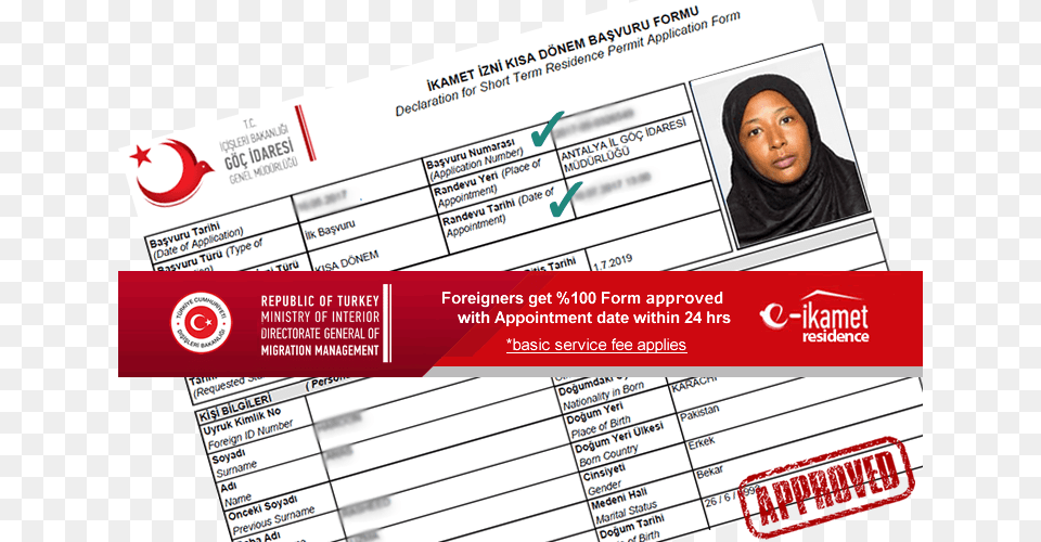 Turkey Temporary Residence Permit Card, Text, Adult, Female, Person Free Png