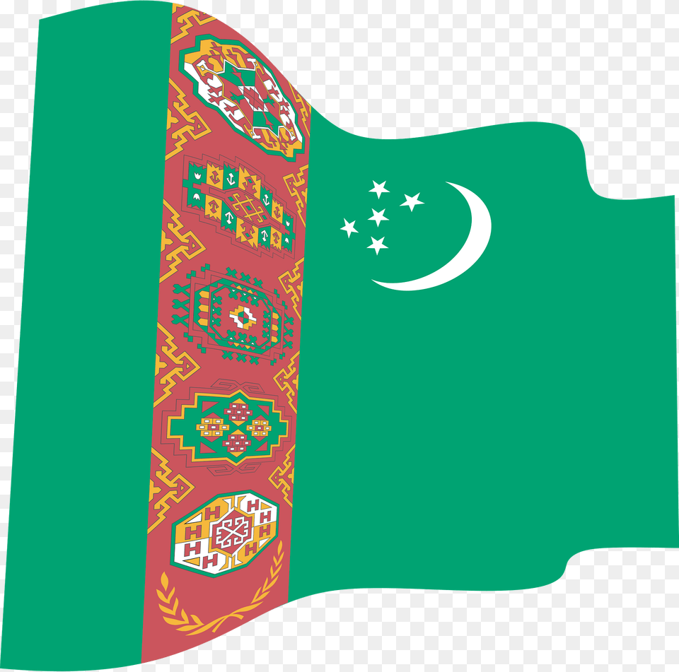 Turkmenistan Wavy Flag Clipart, Pattern, Art, Graphics Free Png