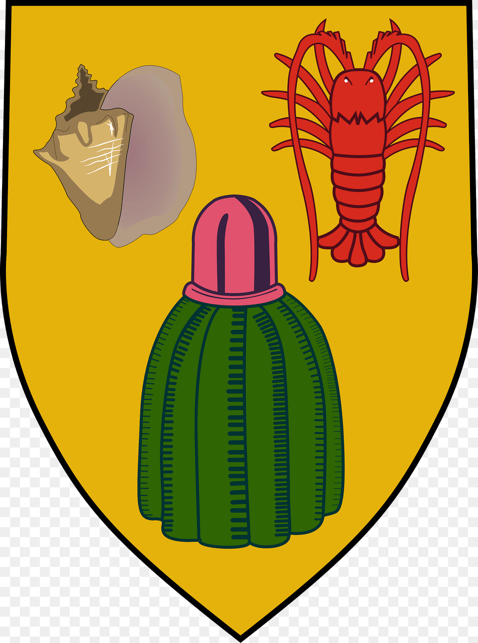 Turks And Caicos Islands Coat Of Arms Sheield Clipart, Animal, Food, Invertebrate, Lobster Png