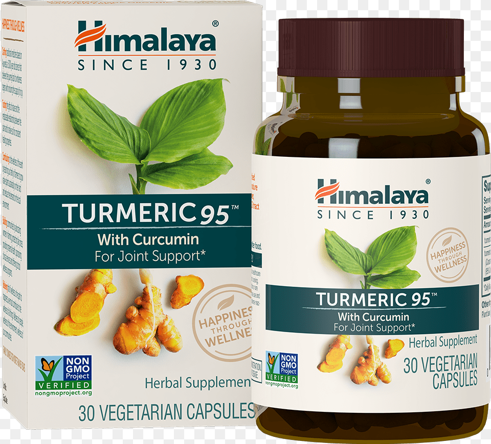 Turmeric 95 Bottle Himalaya Herbal Healthcare Turmeric 30 Veg Caps, Herbs, Plant, Food, Seasoning Png