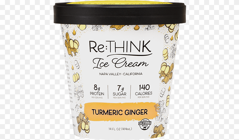 Turmeric Ginger Front Hr Rethink Ice Cream, Dessert, Food, Ice Cream, Yogurt Png Image