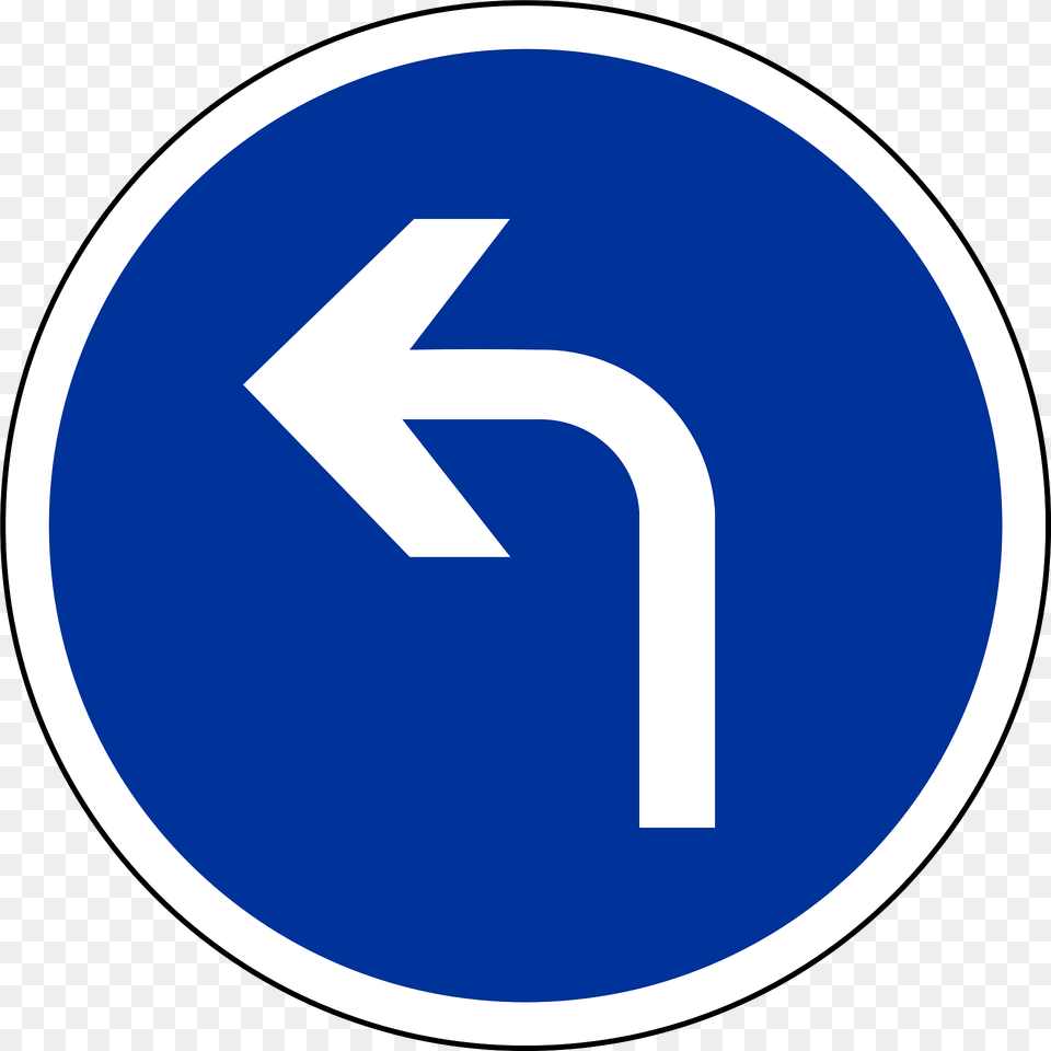 Turn Left Ahead Clipart, Sign, Symbol, Road Sign, Disk Png