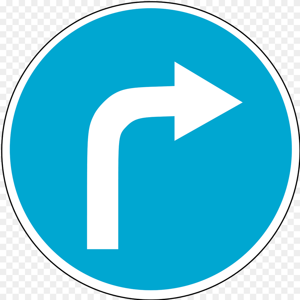 Turn Right Ahead Only Sign In Estonia Clipart, Symbol, Disk, Road Sign Png