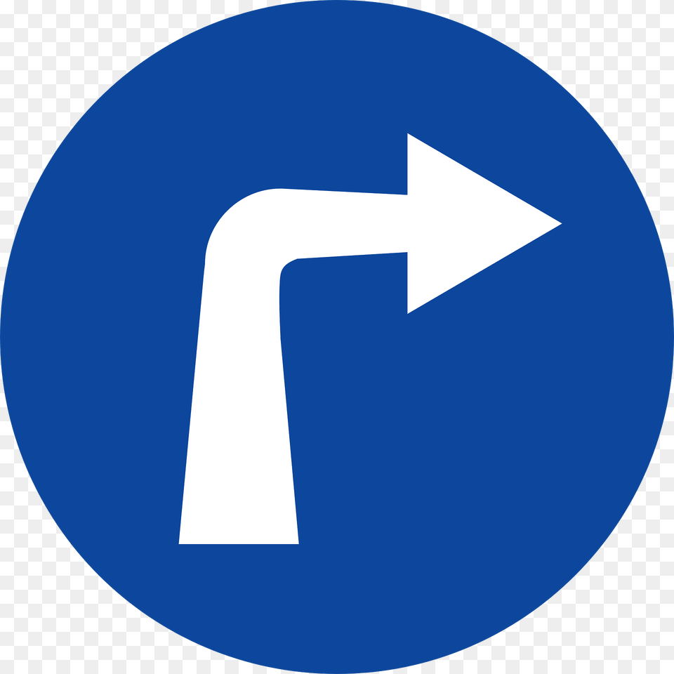 Turn Right Ahead Only Sign In Greece Clipart, Symbol, Disk Free Png Download