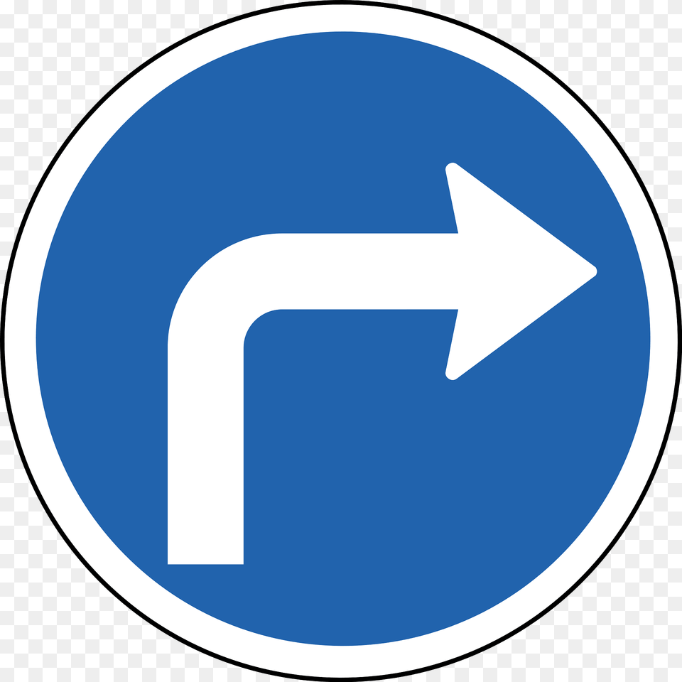 Turn Right Ahead Only Sign In Iceland Clipart, Symbol, Disk, Road Sign Free Png