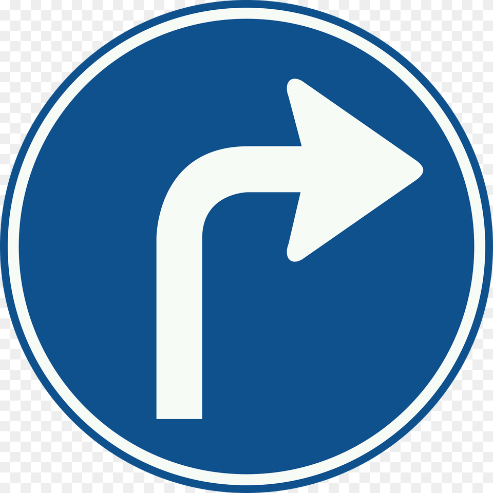 Turn Right Ahead Only Sign In Netherlands Clipart, Symbol, Disk, Road Sign Free Png Download